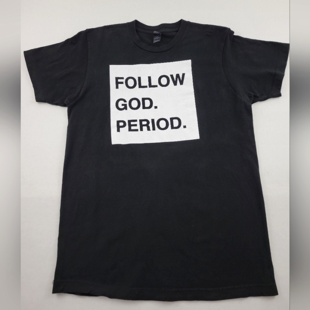 Tultex Men's Black T- Shirt Top with Graphic Size M